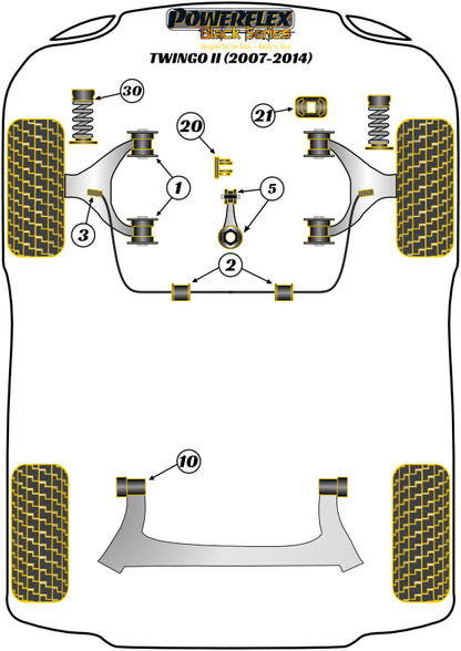 Renault (PFF60-211KBLK) Dog Bone (Twisted) Engine Mount Bush Kit