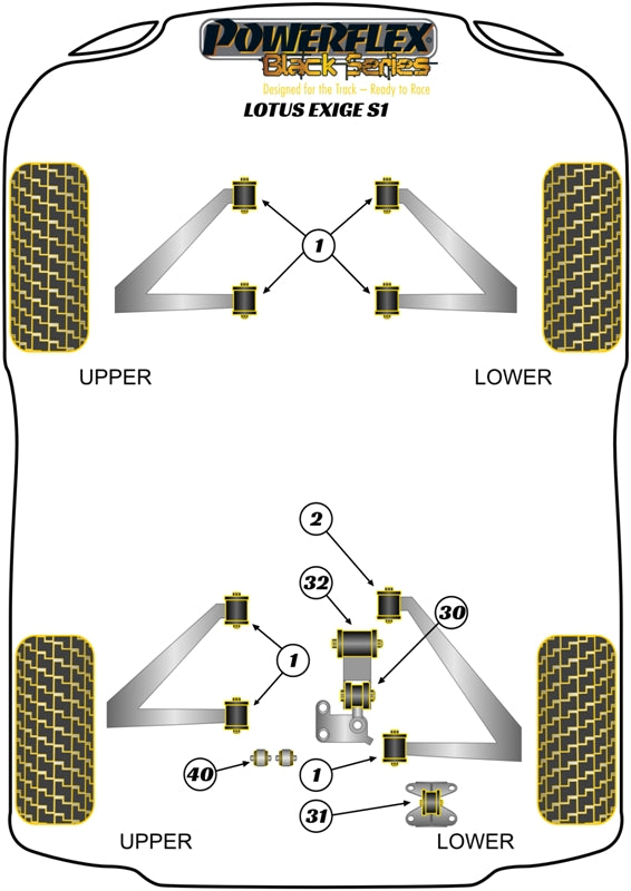 Lotus (PFR34-230BLK) Upper Engine Mount Steady Bush