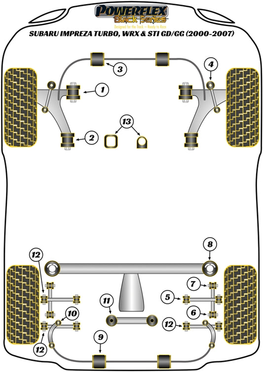 Subaru (PFR69-124BLK) Rear Subframe-Front Outrigger To Chassis Right Side