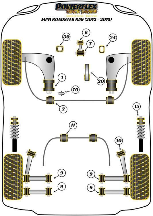 Mini (PFF5K-201BLK) Front Wishbone Rear Bush & Bracket