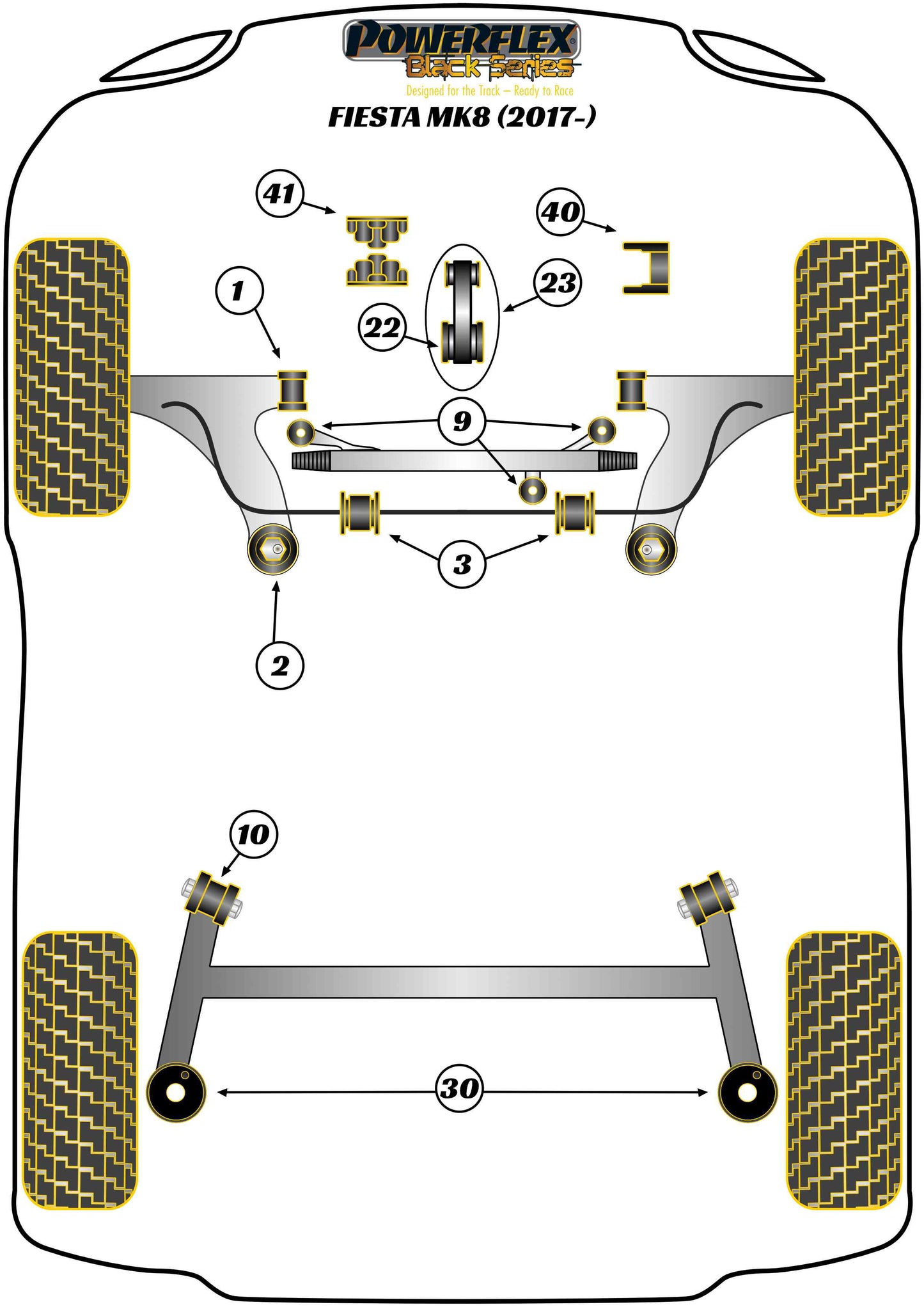 Ford (PFF19-2203-22BLK) Front Anti Roll Bar Bush 22mm