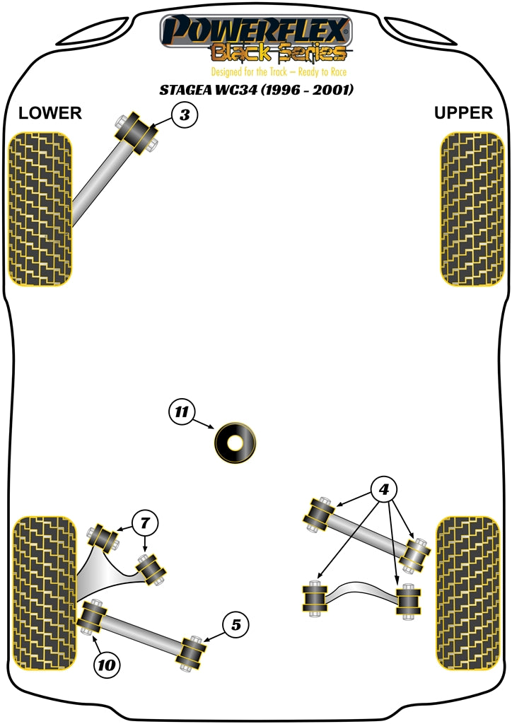 Nissan (PFR46-204BLK) Rear Upper & Lower Arm Bush