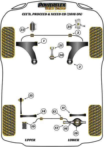 Kia (PFR26-119BLK) Rear Upper and Lower Spring Isolator Pads