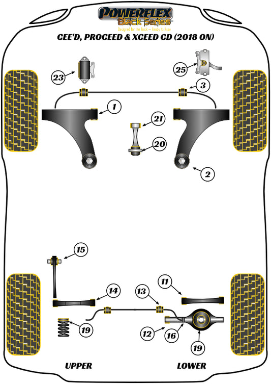 Kia (PFR26-119BLK) Rear Upper and Lower Spring Isolator Pads