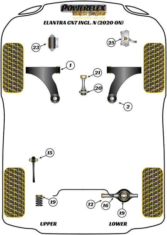 Hyundai (PFR26-219BLK) Rear Upper and Lower Spring Isolator Pads