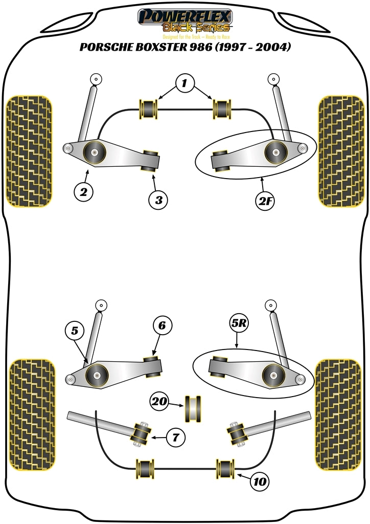 Porsche (PFF57-503BLK) Front Track Control Arm Inner Bush