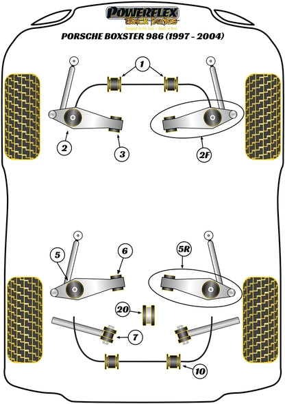 Porsche (PFF57-501-22.5BLK) Front Anti Roll Bar Bush 22.5mm