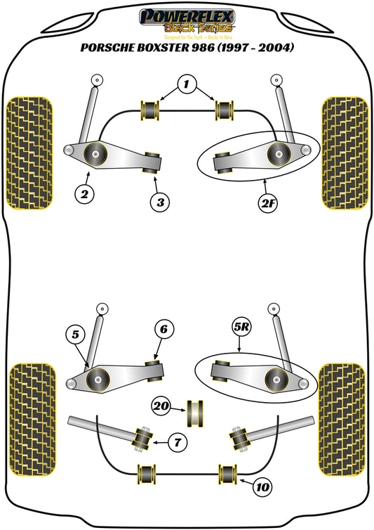 Porsche (PFF57-501-23BLK) Front Anti Roll Bar Bush 23mm