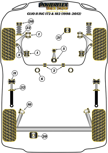 Renault (PFF60-202-25BLK) Front Anti Roll Bar Inner Bush 25mm