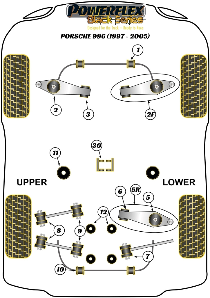 Porsche (PFR57-511BLK) Rear Subframe Front Bush