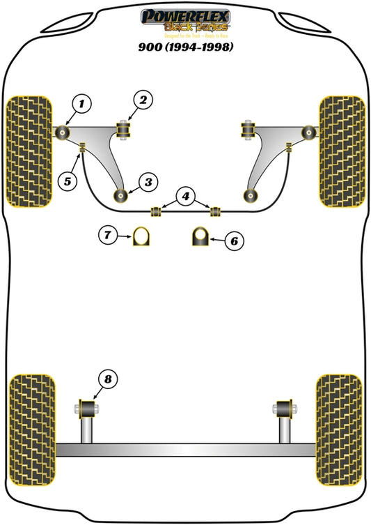 Saab (PFF66-412BLK) Steering Rack Mounting Flat Bottom