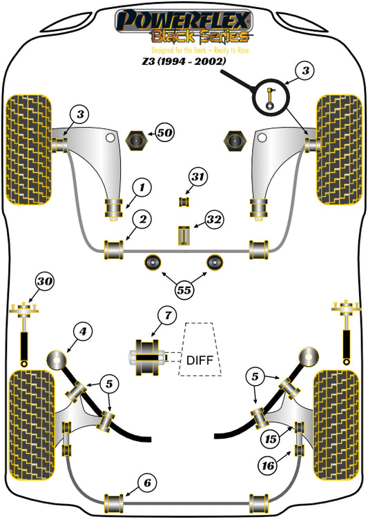 BMW (PFR5-504-14BLK) Rear Anti Roll Bar Mounting Bush 14mm