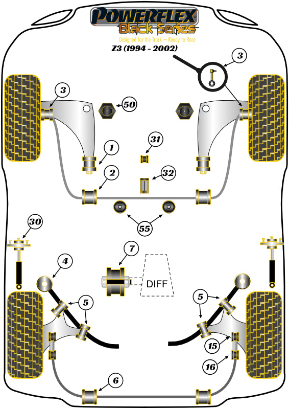 BMW (PFF5-301BLK) Front Lower Wishbone Rear Bush (Concentric)
