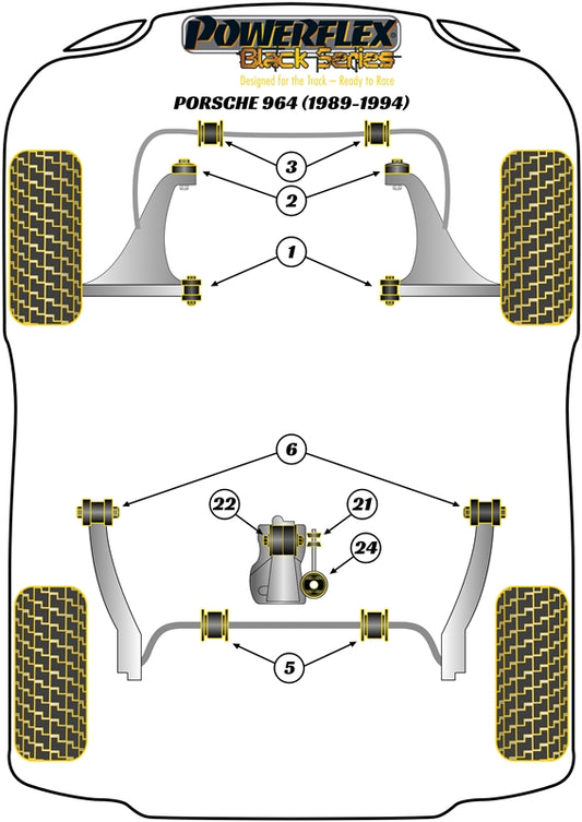 Porsche (PFF57-601-24BLK) Front Anti Roll Bar Bush 24mm