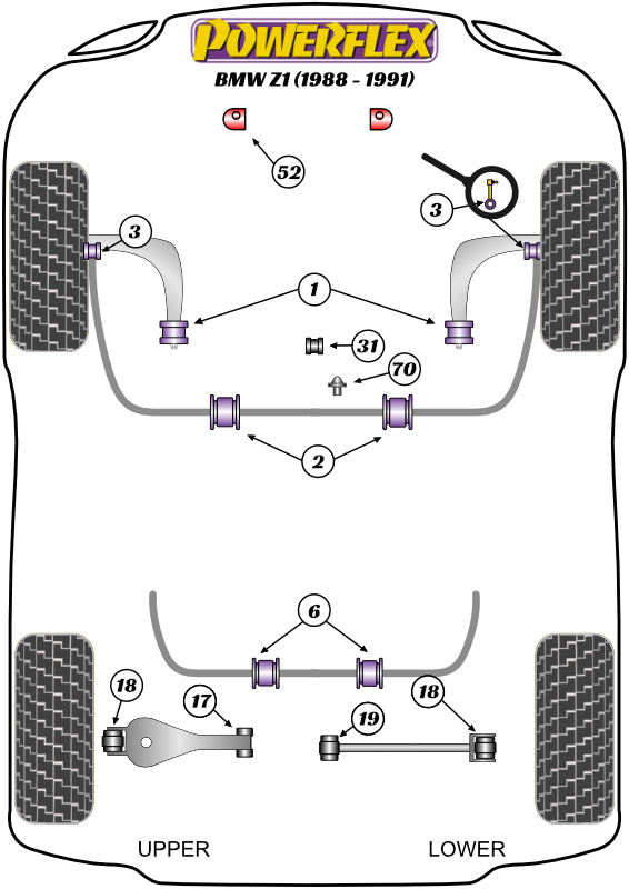 BMW (PFF5-302-21) Front Anti Roll Bar Bush 21mm