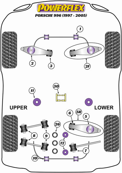 Porsche (PFR57-509) Rear Upper Link Arm Inner/Outer Bush