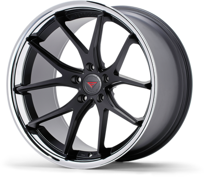 Ferrada Wheels FR2  Machine Black With Chrome Lip
