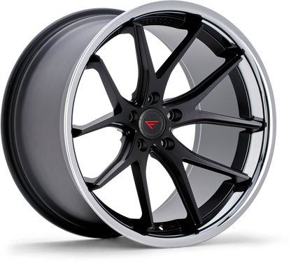 Ferrada Wheels FR2  Machine Black With Chrome Lip