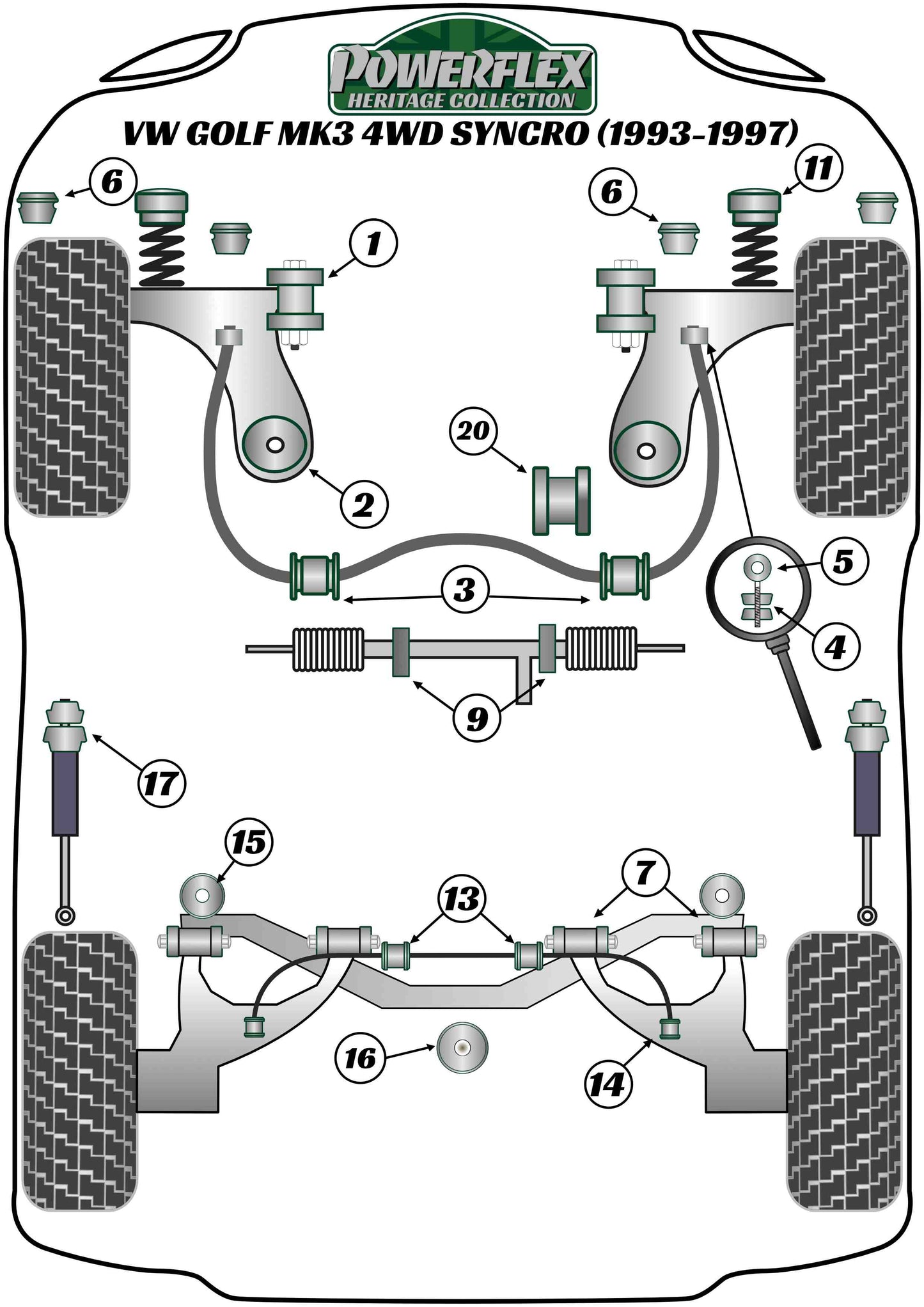 Volkswagen (PFR85-263-20H) Rear Anti Roll Bar Inner Bush 20mm