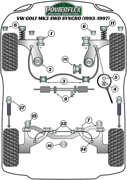 Volkswagen (PFR85-263-20H) Rear Anti Roll Bar Inner Bush 20mm