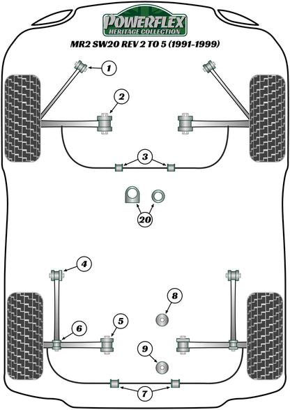 Toyota (PFR76-307H) Rear Anti Roll Bar Bush 20mm