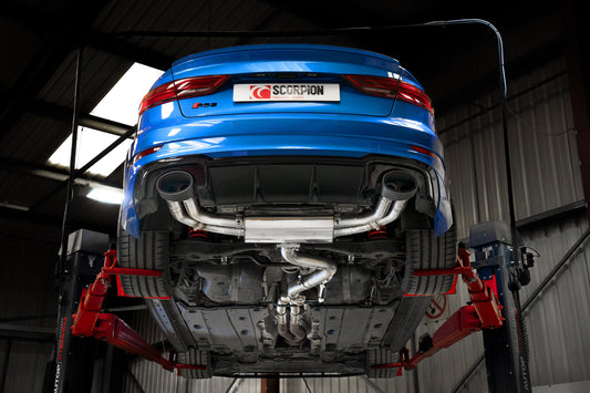 Audi RS3 Saloon 8V  (GPF And Non-GPF Models) Non-Resonated Cat/GPF-Back System With Valves (SAUS083CF)