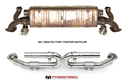 Fabspeed Porsche 991 Carrera Center Muffler Bypass X-Pipe Non-Valved Exhaust 2012-2016 (FS.POR.991.CMBX)