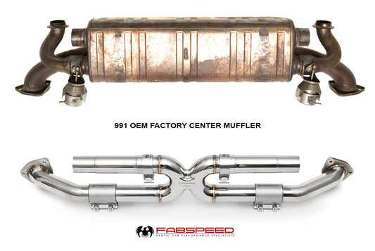 Fabspeed Porsche 991 Carrera Center Muffler Bypass X-Pipe Non-Valved Exhaust 2012-2016 (FS.POR.991.CMBX)