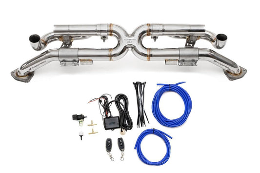 Fabspeed Porsche 991 Carrera Valvetronic Center Muffler Bypass X-Pipe Valved Exhaust Only 2012-2016 (FS.POR.991.CMBXVX)