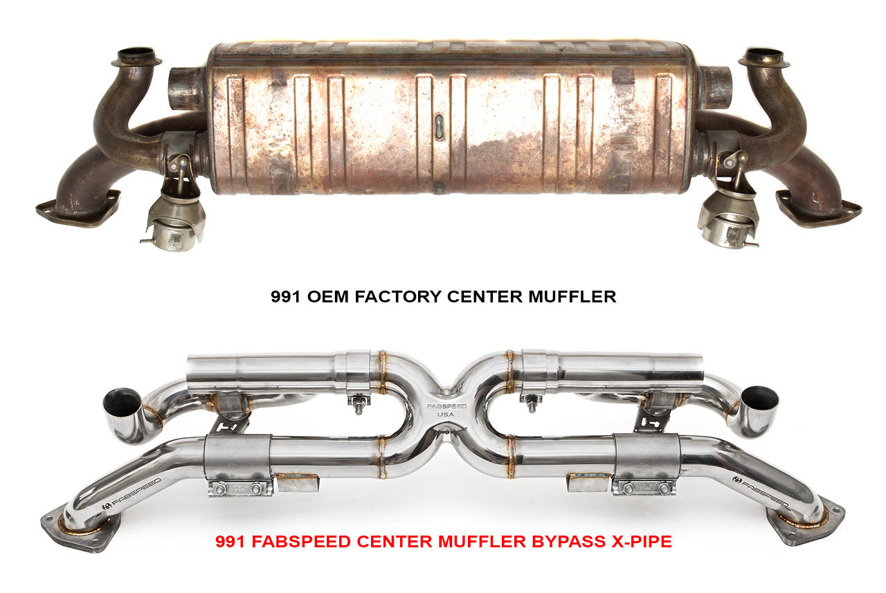 Fabspeed Porsche 991 Carrera Valvetronic Center Muffler Bypass X-Pipe Valved Exhaust Only 2012-2016 (FS.POR.991.CMBXVX)