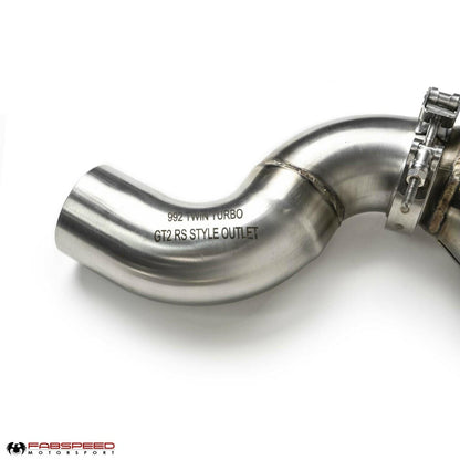 Fabspeed Porsche 992 Twin Turbo / Twin Turbo S Sport Catalytic Converters with GT2RS Style Outlets 2021 Onwards (FS.POR.992T.SCGT2XX)