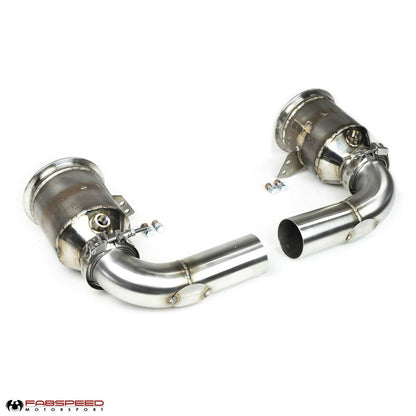 Fabspeed Porsche 992 Twin Turbo / Twin Turbo S Sport Catalytic Converters with GT2RS Style Outlets 2021 Onwards (FS.POR.992T.SCGT2XX)